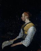 Gerard ter Borch the Younger Seated girl in peasant costume, probably Gesina (1631-90), the painter's half-sister. France oil painting artist